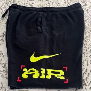 Nike Air Black and Neon Yellow Athletic Shorts